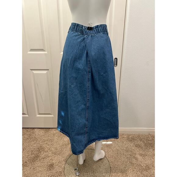vintage 80s cherokee denim skirt / Pleat A-line Denim Prairie Skirt/ size small - Picture 8 of 9